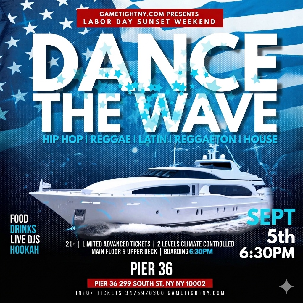LABOR DAY WEEKEND DANCE THE WAVE SATURDAY SUNSET PIER 36 YACHT PARTY 2026 — event image